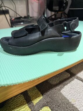 Wolky Black Women's wedge Sandals with Adjustable Straps, EU40